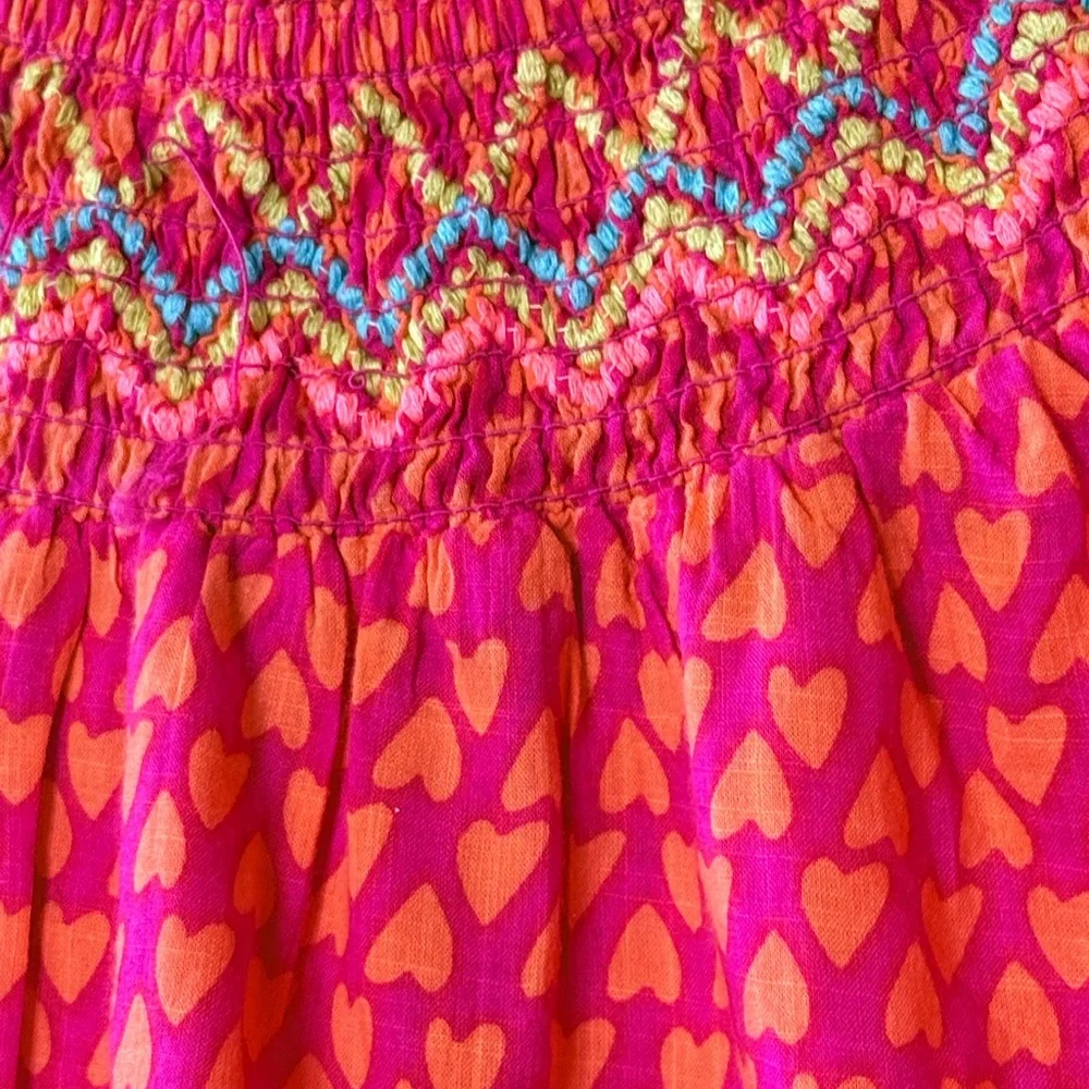 Ivy Jane Smocked Neck Pink Heart-Print Blouse size M preppy upscale - Picture 5 of 7